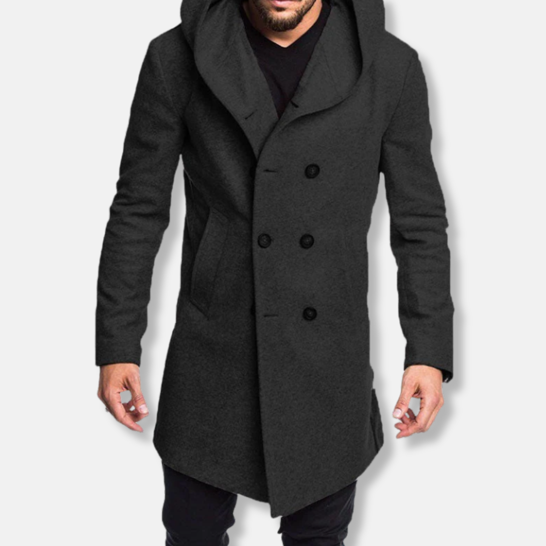 Wool Double-Breasted Slim Fit Long Coat