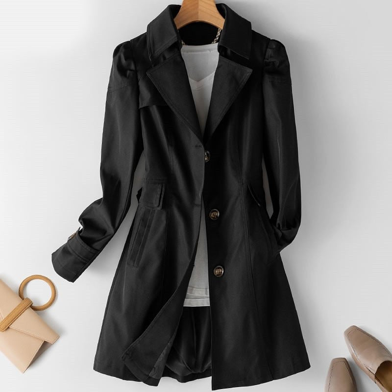 Lightweight Water-Repellent Classic Mid-Length Trench Coat