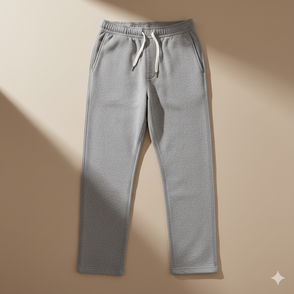 Gray sweatpants on a beige background
