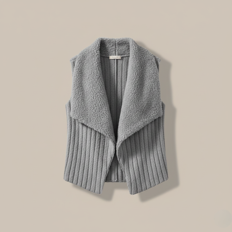 Gray knitted vest on a beige background