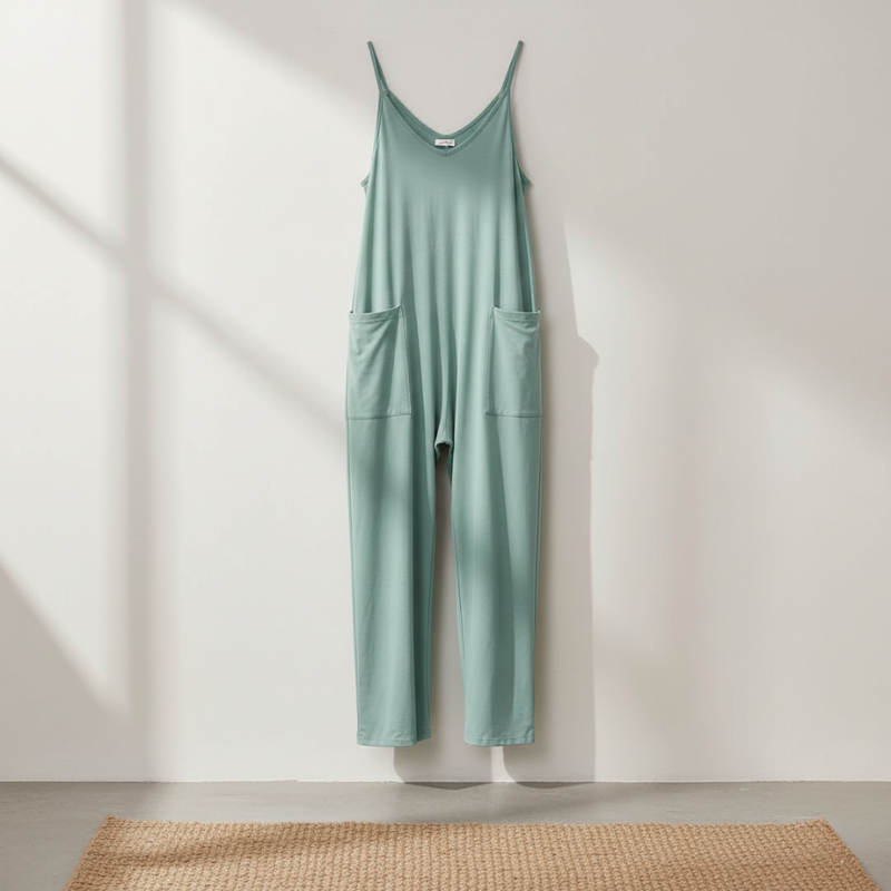 Green jumpsuit on a white background